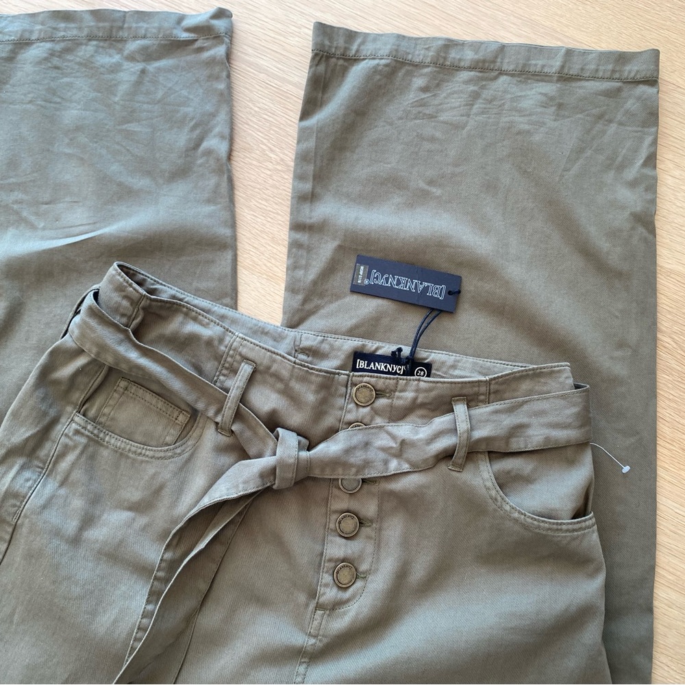 Blank NYC Wide Leg & High Waist Olive Green Pants NWT